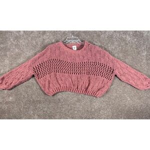 BILLABONG Cropped Mesh‎ Knit Sweater Womens Large Oversized Relaxed Fit